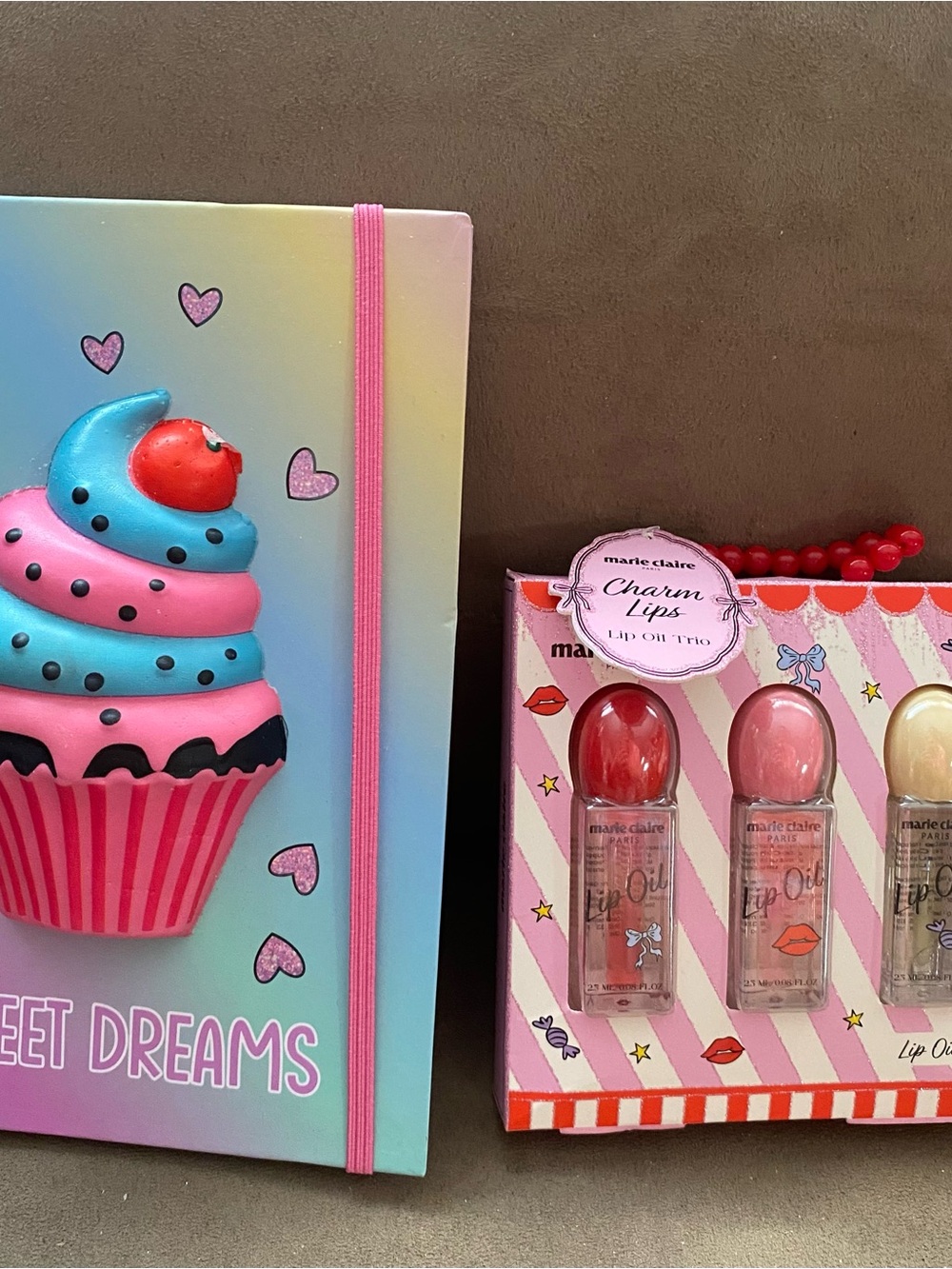 marie claire Charm Lips Lip Oil Trio - Pink, Red, Cream